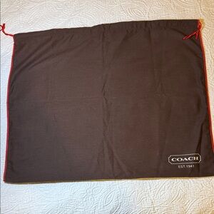 Coach LARGE Dark Brown Dust Bag with Red pull strings